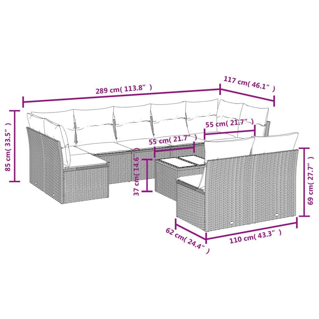 VidaXL Ensemble de canapés de jardin rotin synthétique  