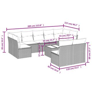 VidaXL Ensemble de canapés de jardin rotin synthétique  