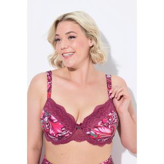 Ulla Popken  Reggiseno con ferretto, pizzo floreale e coppe morbide, coppa B-E 