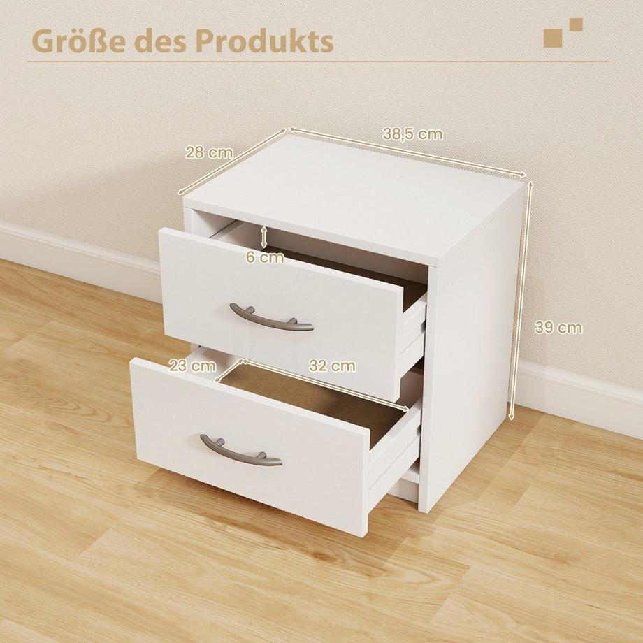 Northix Table de chevet avec 2 tiroirs  