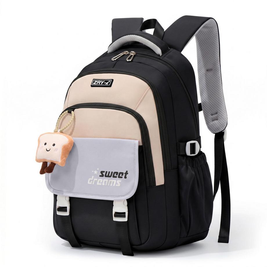 Only-bags.store Zaino scolastico con scomparto per laptop e ciondolo  
