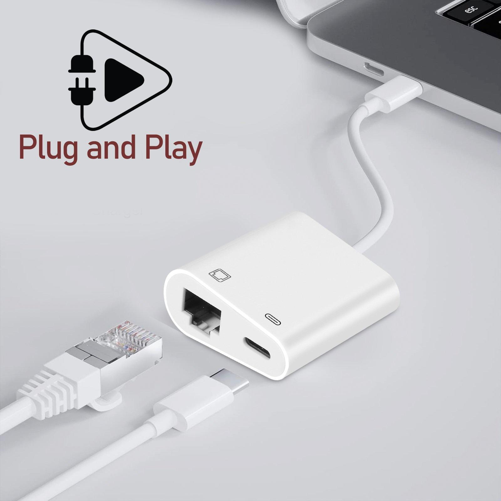 Avizar  Adaptateur USB C vers Ethernet + USB C 