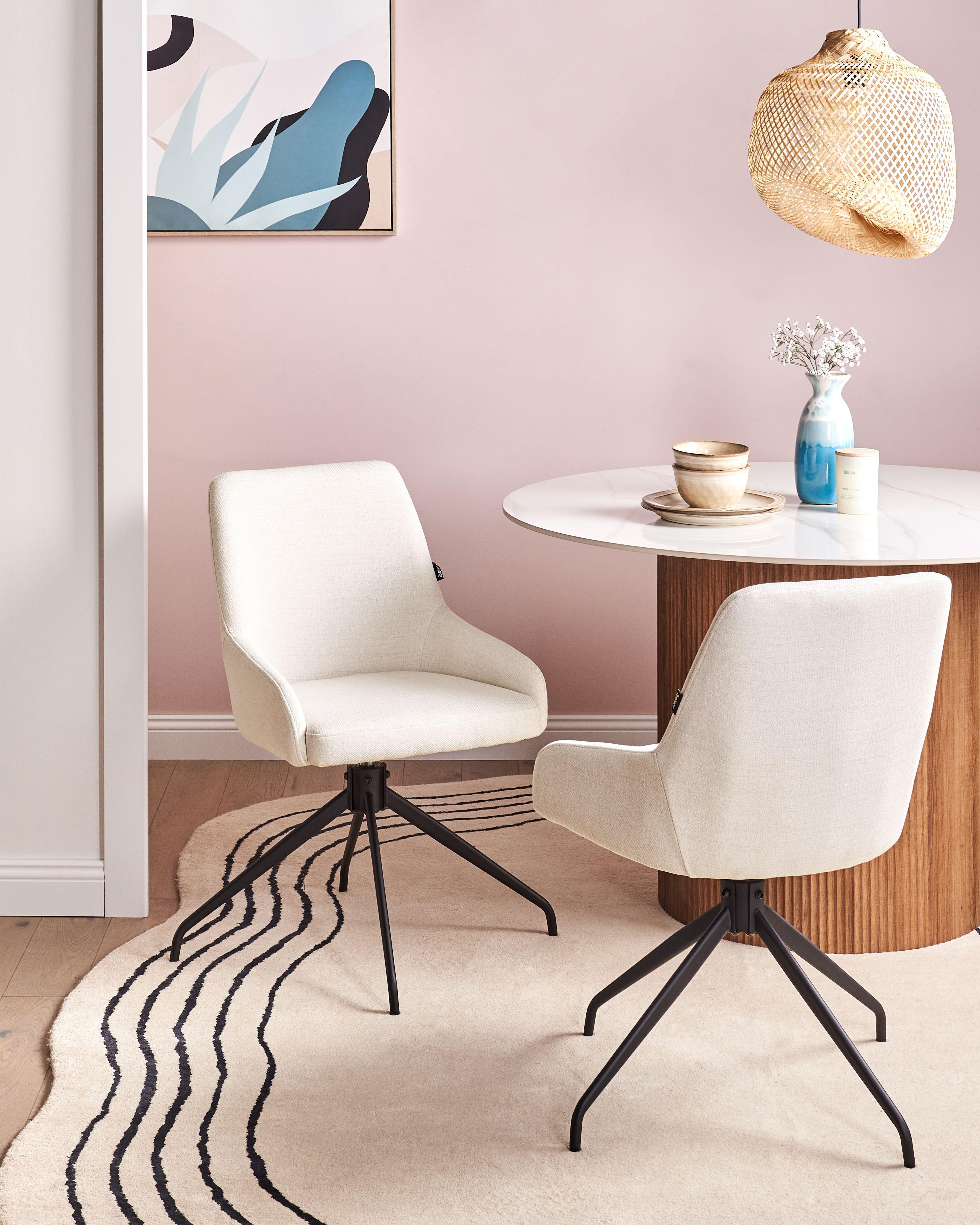 Beliani Lot de 2 chaises de salle à manger en Tissu Traditionnel JENNER  