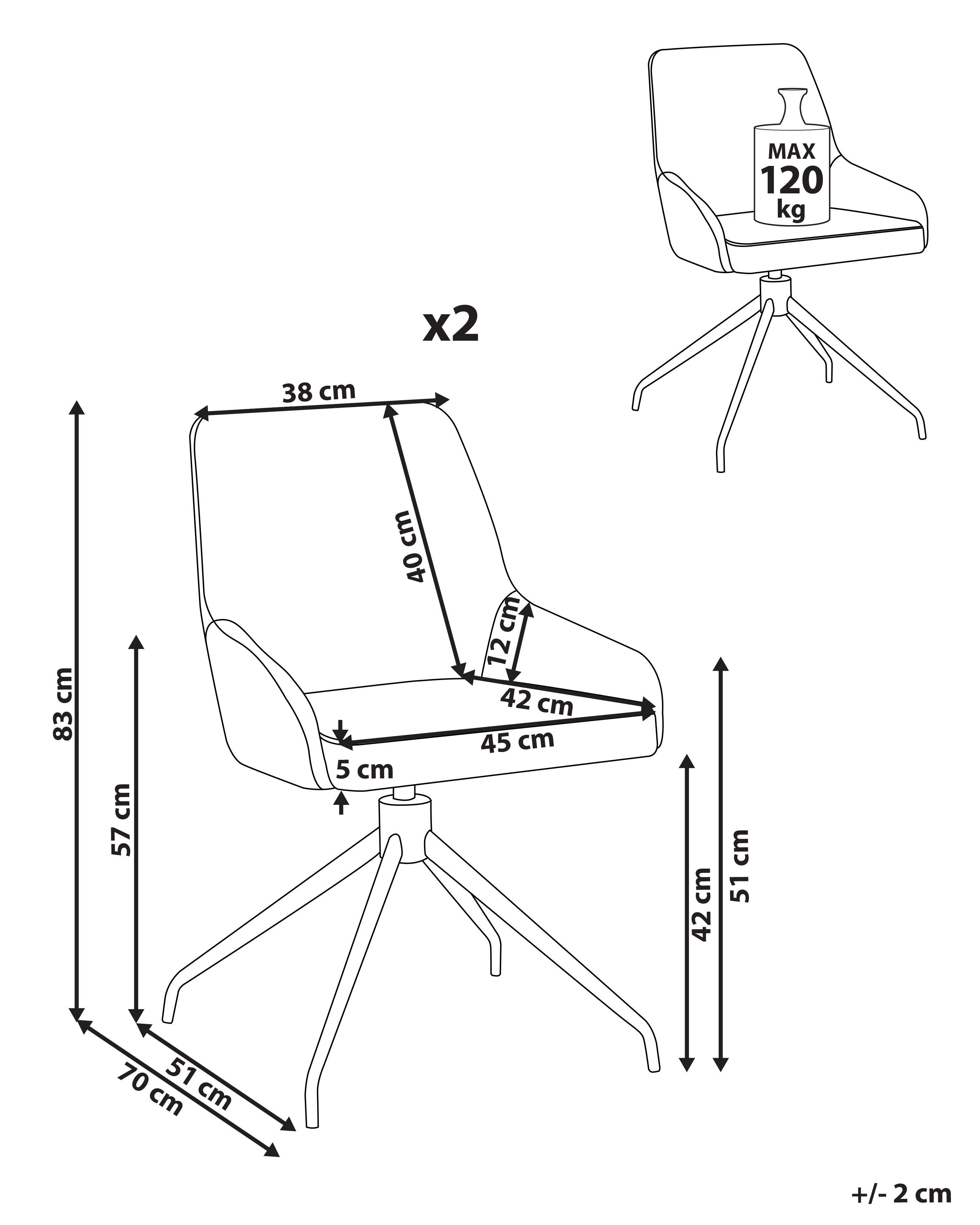 Beliani Lot de 2 chaises de salle à manger en Tissu Traditionnel JENNER  