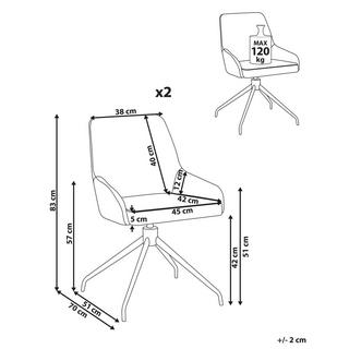 Beliani Lot de 2 chaises de salle à manger en Tissu Traditionnel JENNER  