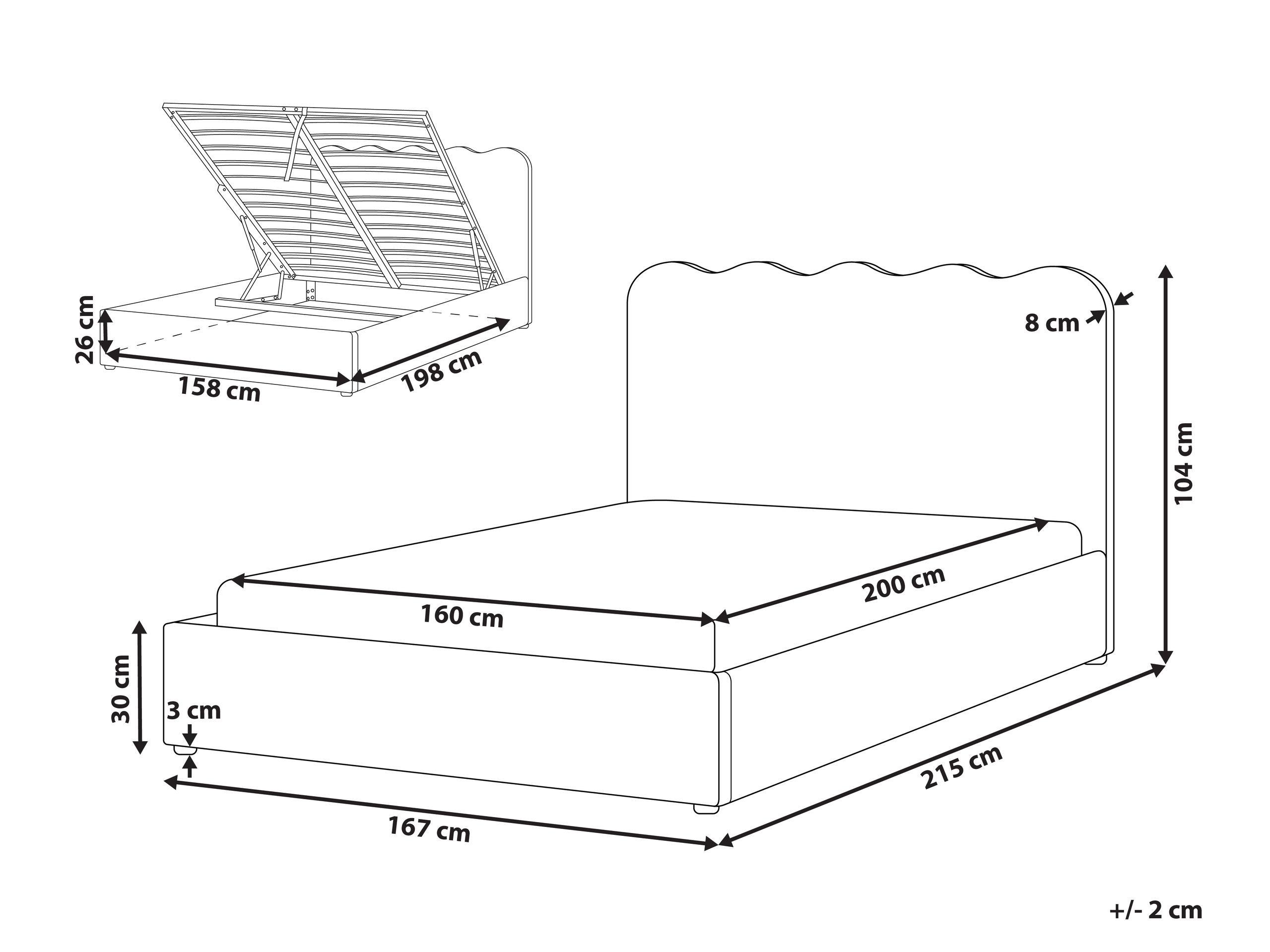 Beliani Lit ottoman en Tissu Moderne NANTERRE  