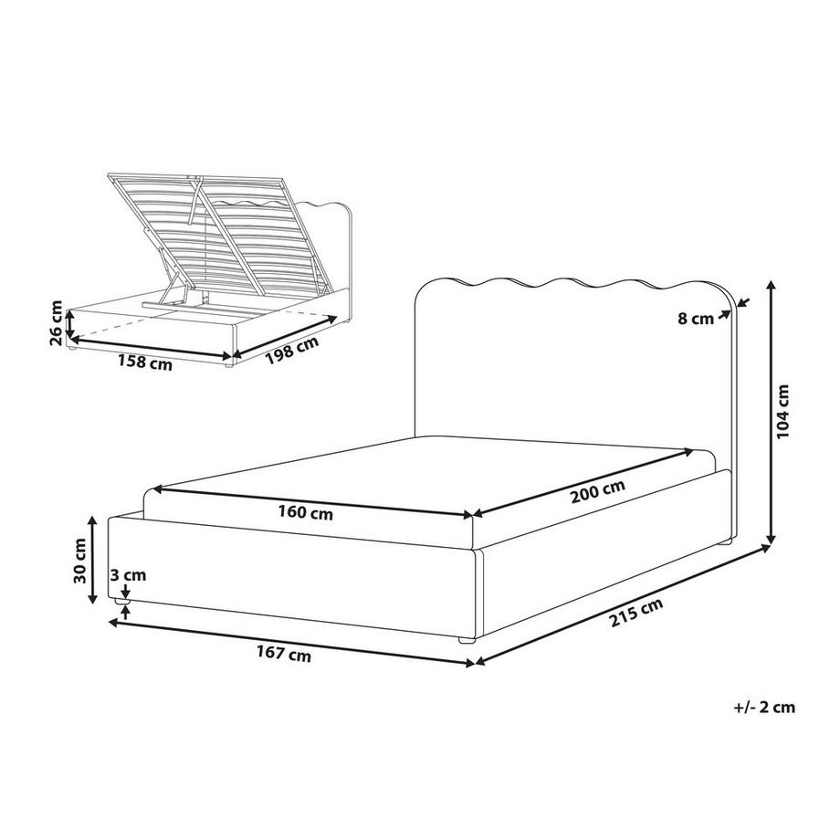 Beliani Lit ottoman en Tissu chenille  NANTERRE  