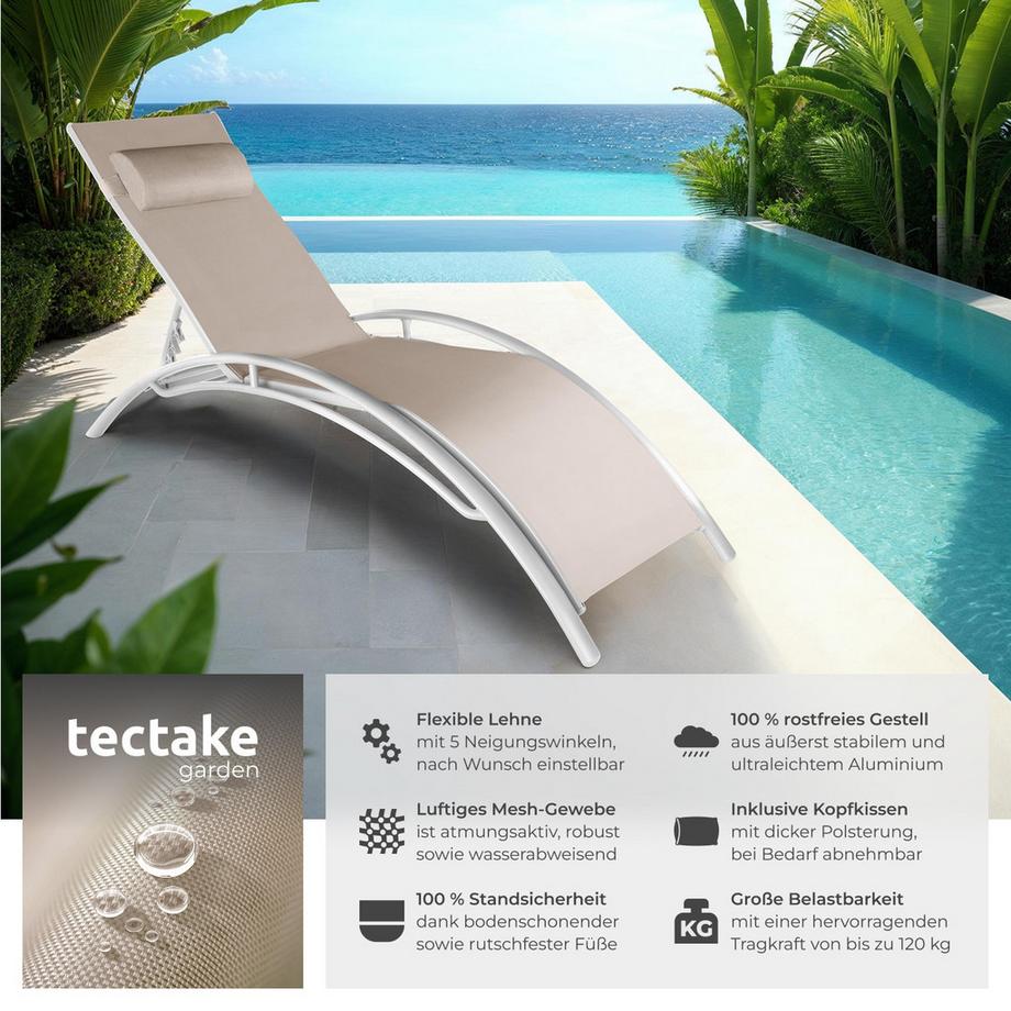 Tectake 2er Set Gartenliege Alina Textilene-Gewebe mit Aluminiumgestell  