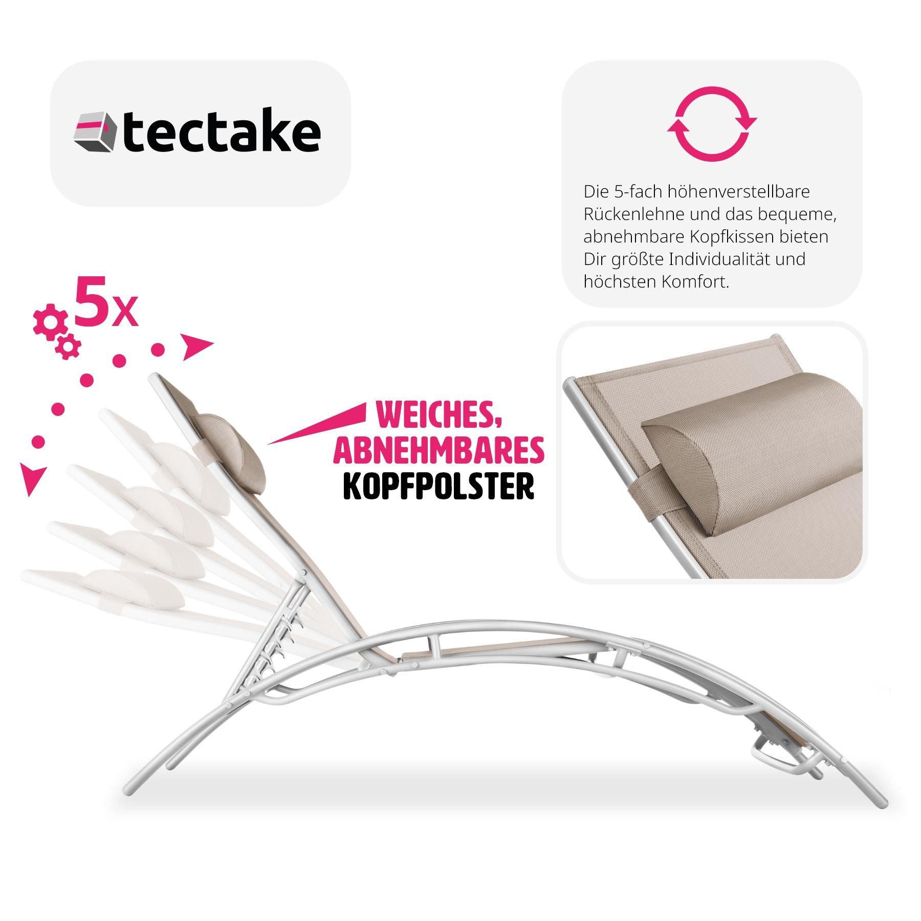 Tectake Lot de 2 transats avec coussin de tête  