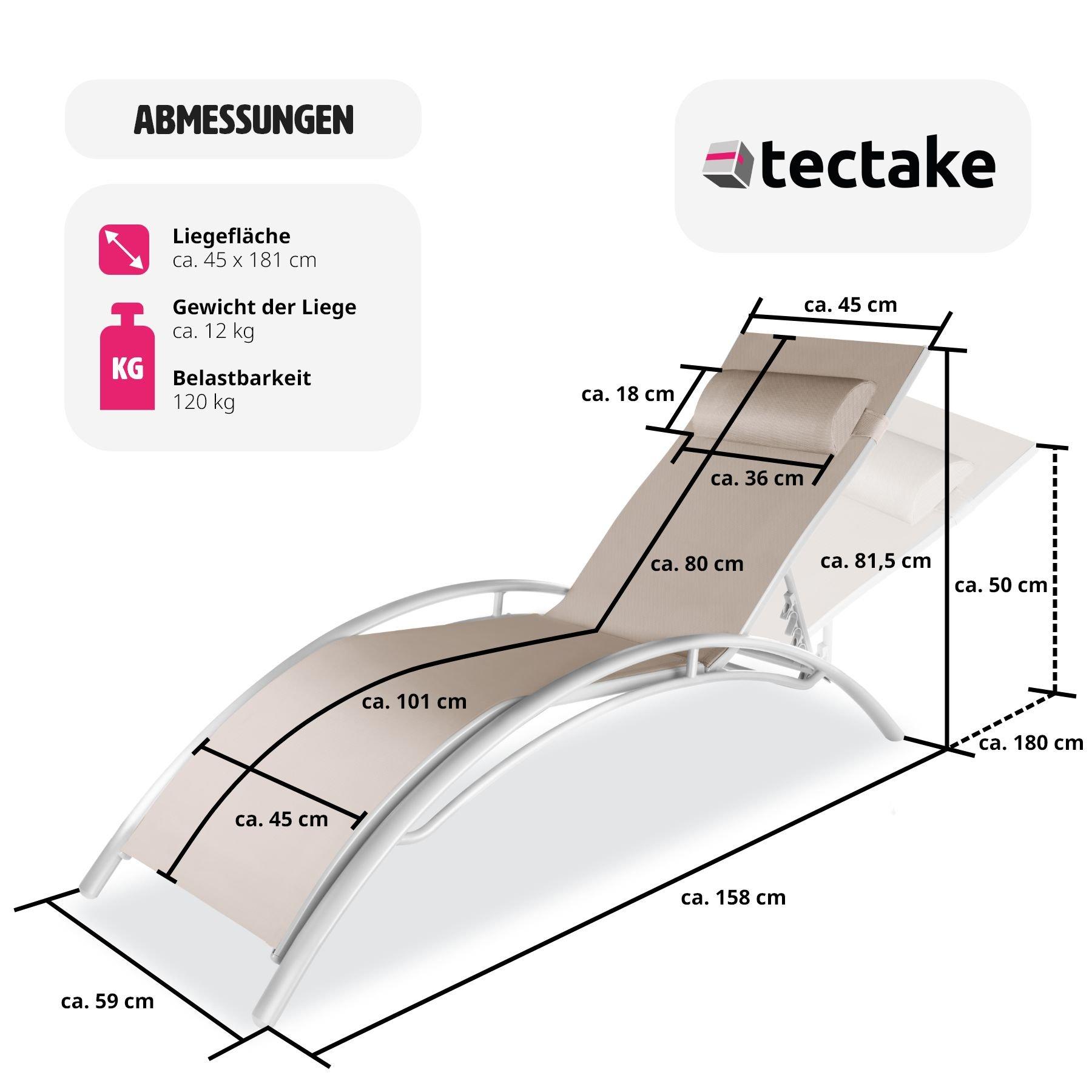 Tectake Lot de 2 transats avec coussin de tête  