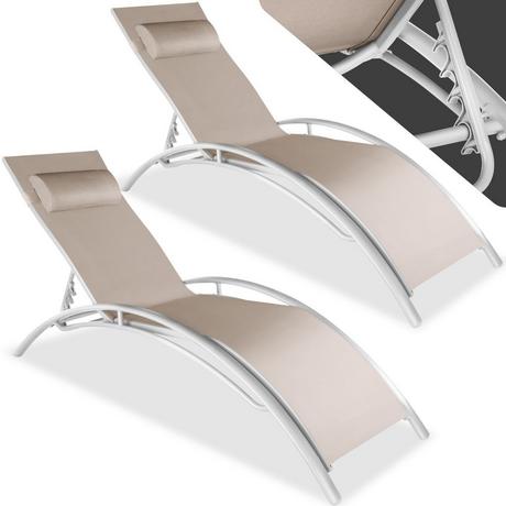 Tectake Lot de 2 transats avec coussin de tête  