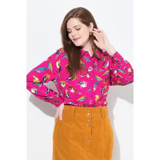 Ulla Popken Camicia Stampa Uccelli Maniche Lunghe  