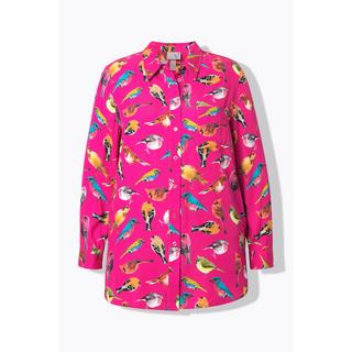 Ulla Popken Camicia Stampa Uccelli Maniche Lunghe  
