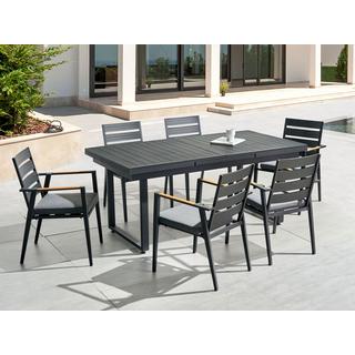 Beliani Garten-Essgruppe für 6 Personen aus Aluminium Modern VALCANETTO/TAVIANO  