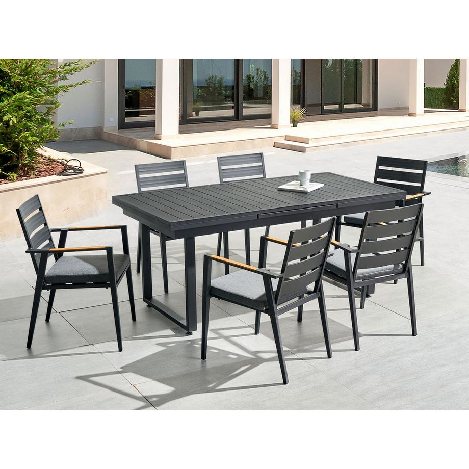 Beliani Garten-Essgruppe für 6 Personen aus Aluminium Modern VALCANETTO/TAVIANO  