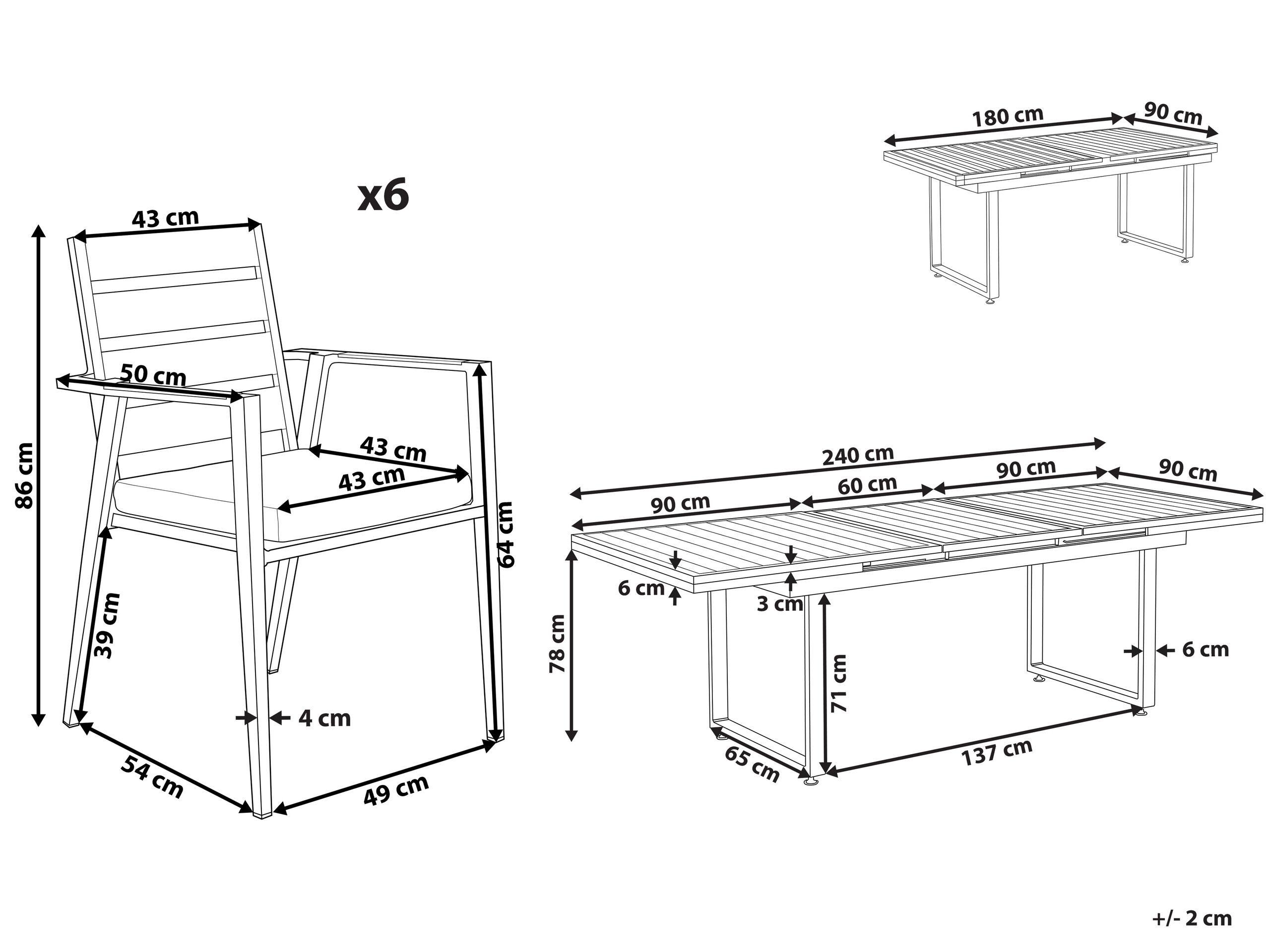 Beliani Garten-Essgruppe für 6 Personen aus Aluminium Modern VALCANETTO/TAVIANO  