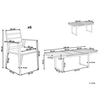 Beliani Garten-Essgruppe für 6 Personen aus Aluminium Modern VALCANETTO/TAVIANO  