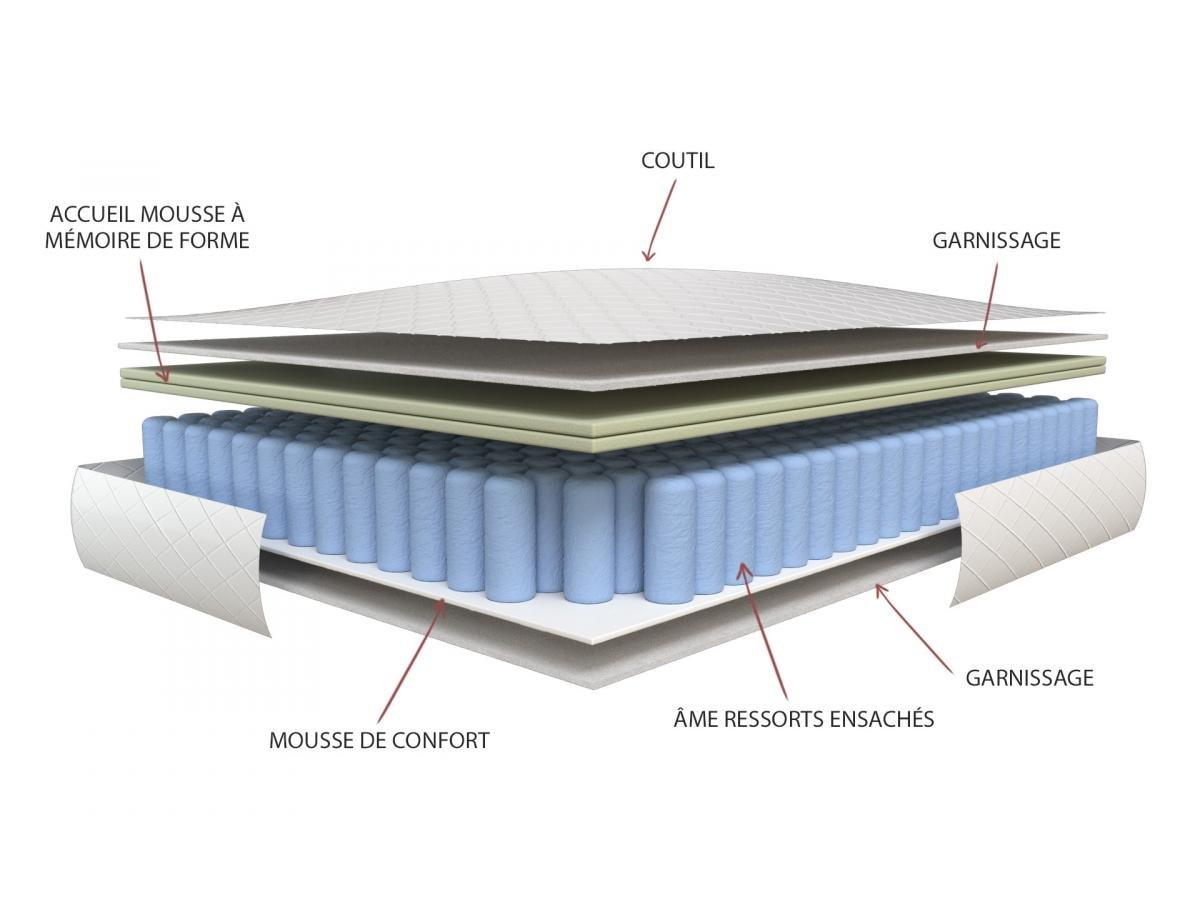 DREAMEA Ensemble Sommier Matelas ressorts ensachés mémoire de forme ILLUSION de DREAMEA  