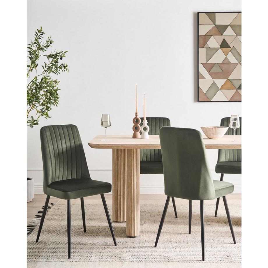 Beliani Lot de 4 chaises de salle à manger en Velours  KIRBY  