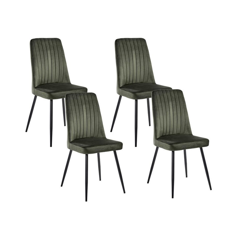 Lot de 4 chaises de salle à manger en Velours  KIRBY