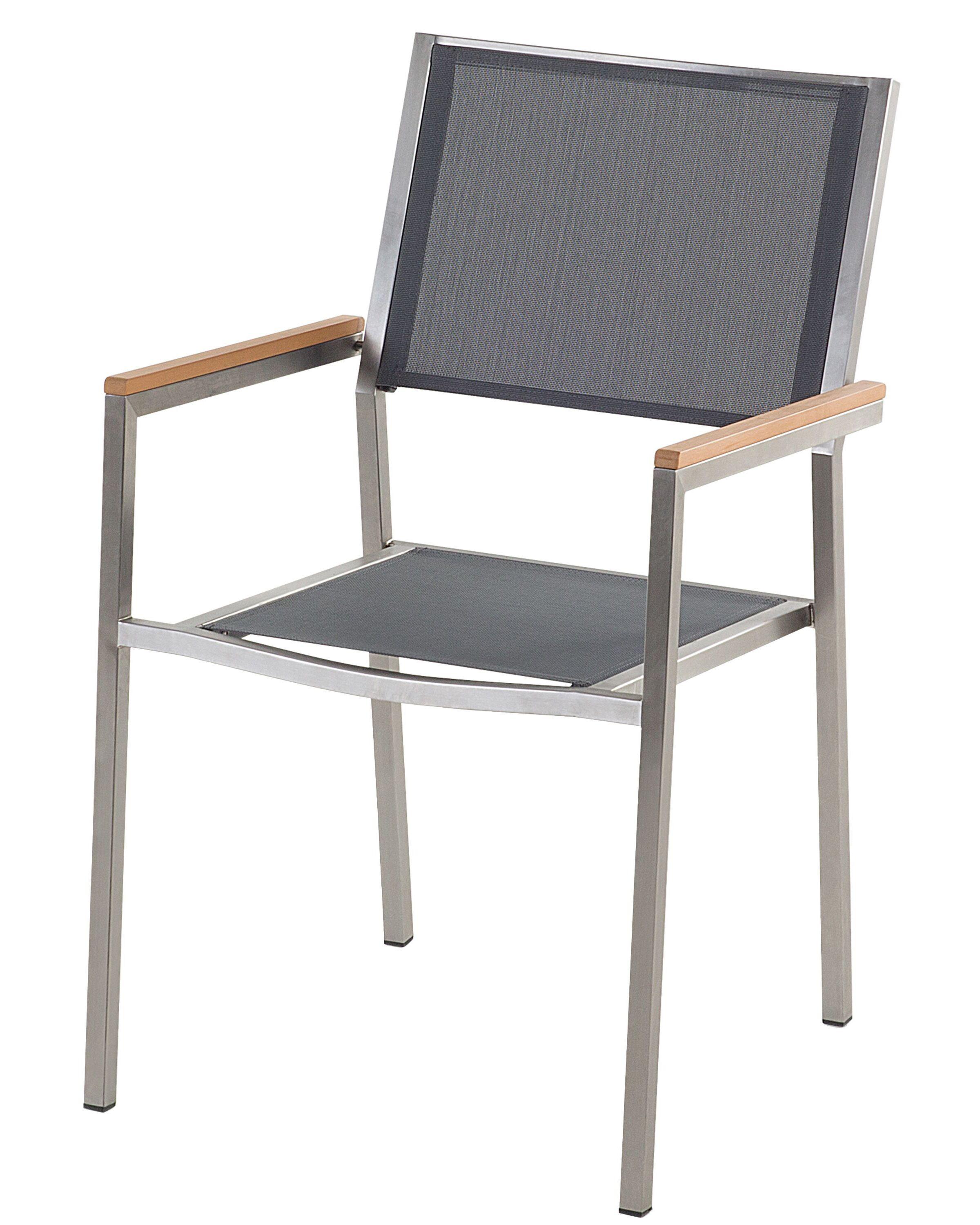 Beliani Lot de 2 chaises de jardin en Acier inox Industriel GROSSETO  