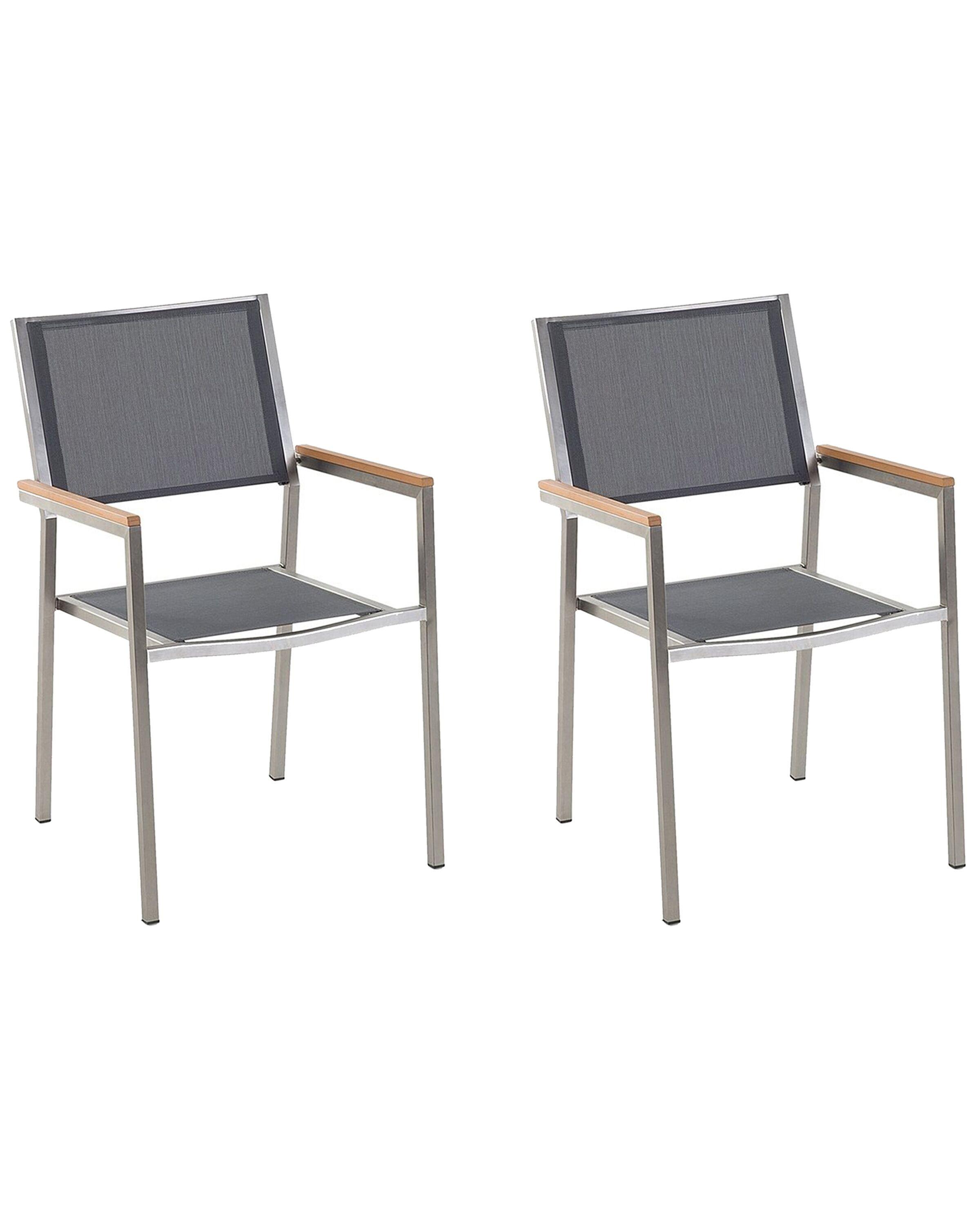 Beliani Lot de 2 chaises de jardin en Acier inox Industriel GROSSETO  