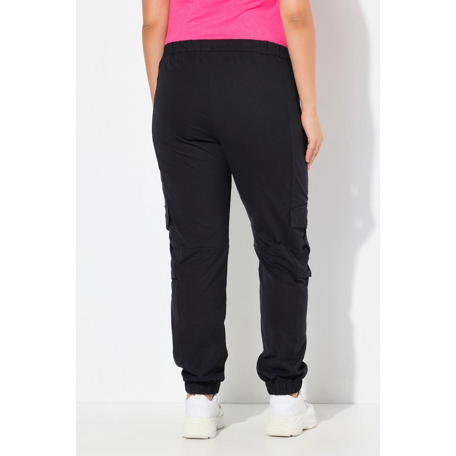 Ulla Popken Pantalon Jersey Bas de Jambe Élastique Taille Confortable  