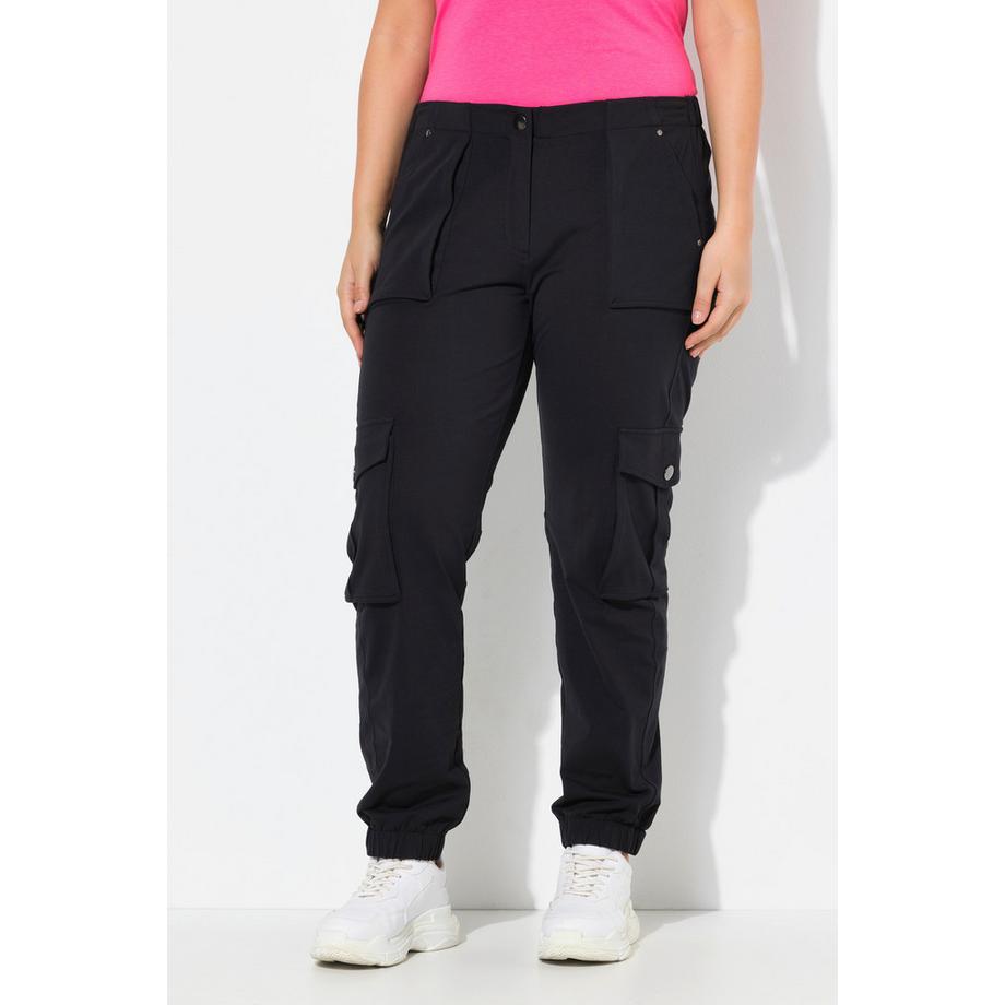 Ulla Popken Pantalon Jersey Bas de Jambe Élastique Taille Confortable  