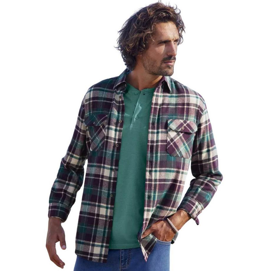 Atlas For Men Camicia a Quadri Maniche Lunghe  