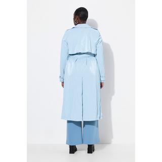 Ulla Popken Trenchcoat Metallic-Effekt A-Linie Hemdkragen Gürtel  