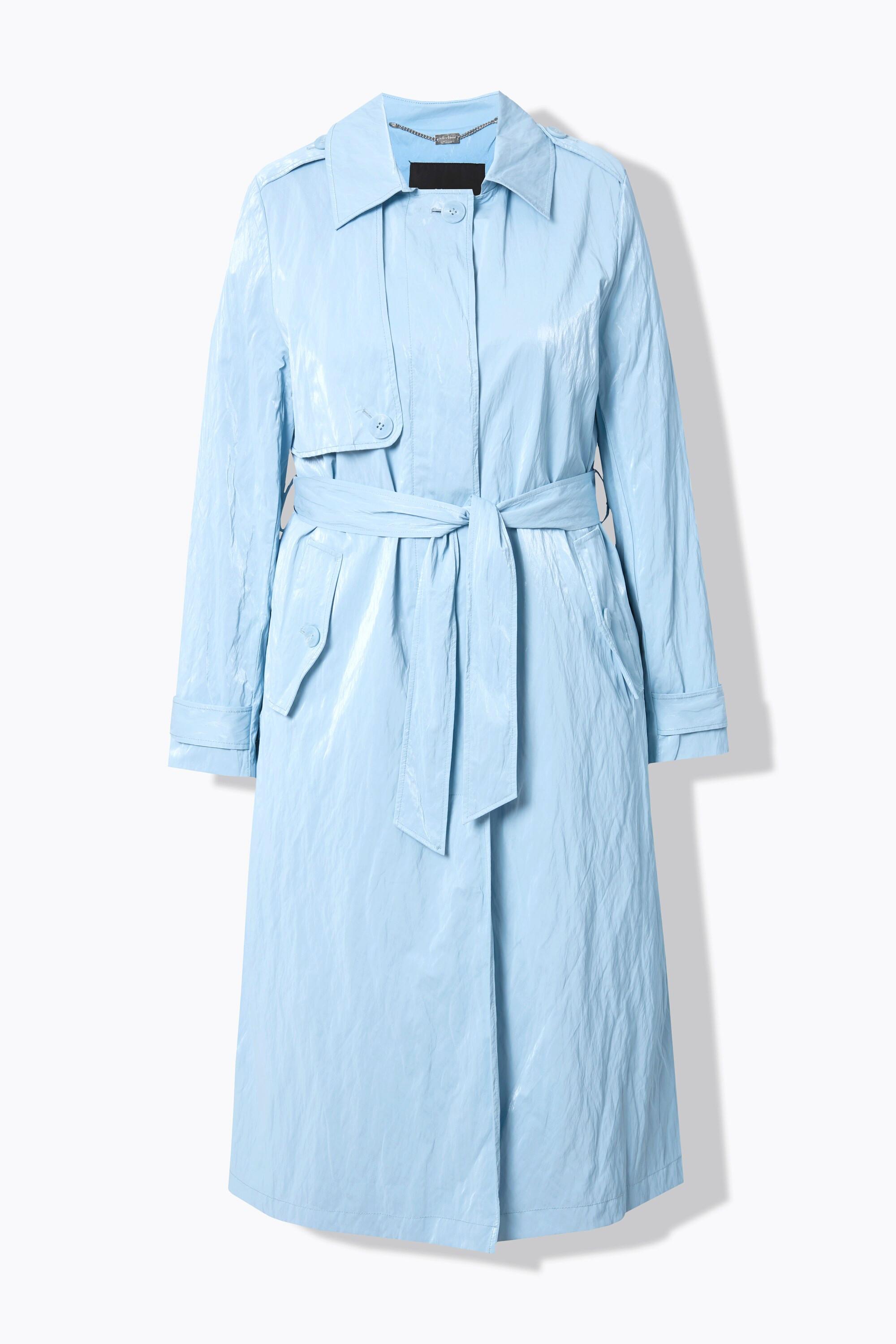 Ulla Popken Trenchcoat Metallic-Effekt A-Linie Hemdkragen Gürtel  