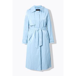 Ulla Popken Trenchcoat Metallic-Effekt A-Linie Hemdkragen Gürtel  