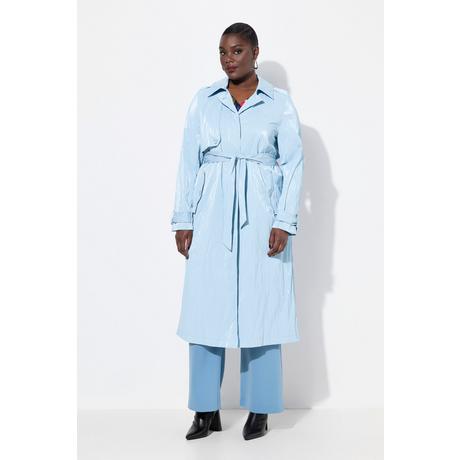 Ulla Popken Trenchcoat Metallic-Effekt A-Linie Hemdkragen Gürtel  