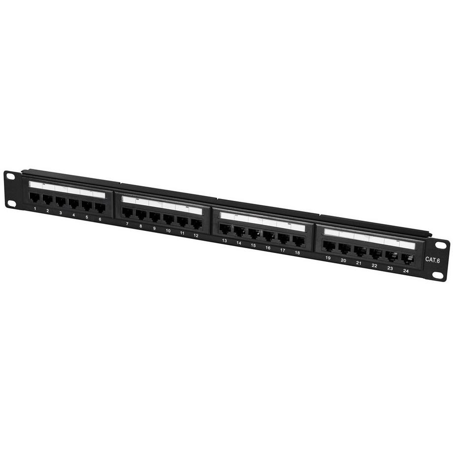 LogiLink  Patchpanel 24-Ports Cat6 für 19"-Rack U1 Schwarz 