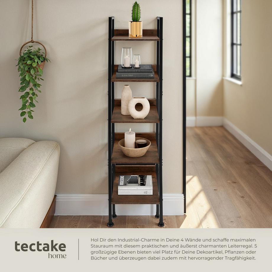 Tectake Leiterregal Folkestone Industrial Style Holz und Stahl  