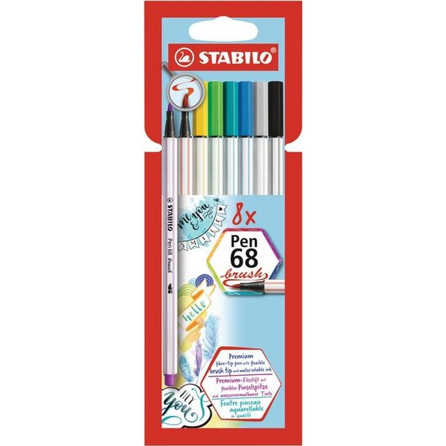 STABILO Fasermaler Pen 68 Brush 568/24-21 ass. 8 Stück