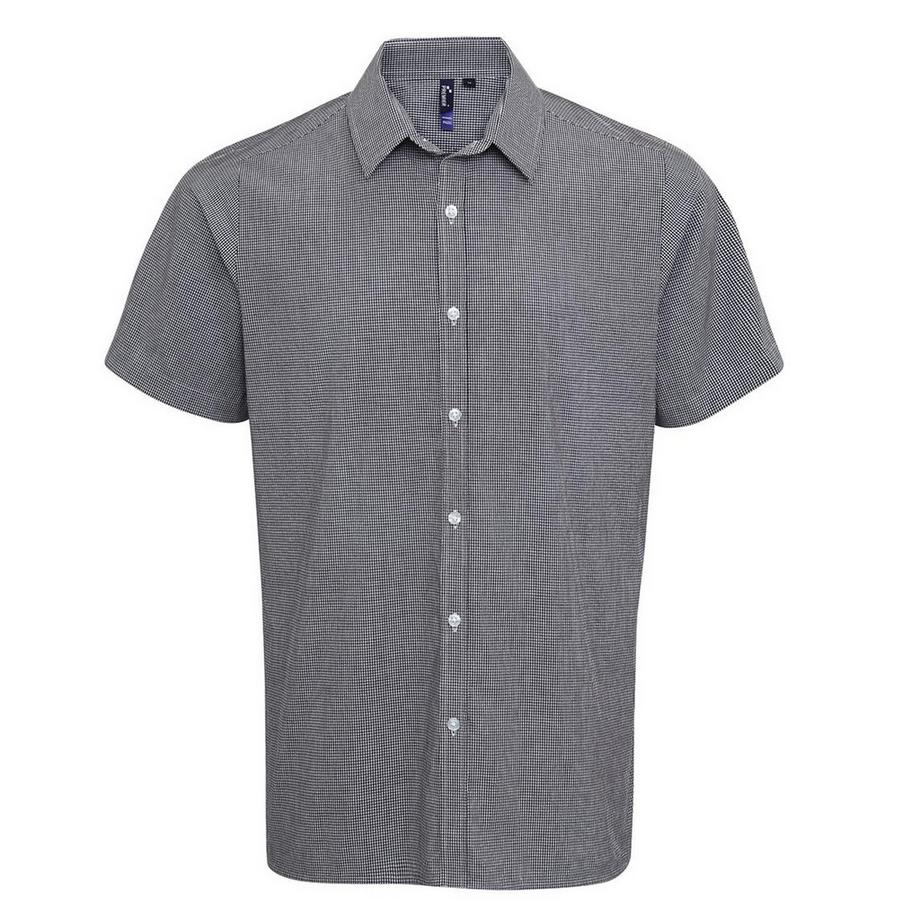 Camicia Micro Gingham A Quadri Maniche Corte