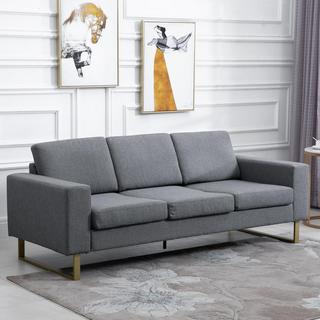 Northio Polstersofa 3-Sitzer Sofa Stoffsofa Sitzmöbel Fernsehsessel Kissen Armlehne Leinen dunkelgrau 200 x 82 x 78 cm  