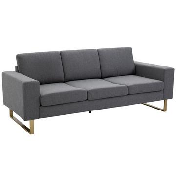 Polstersofa 3-Sitzer Sofa Stoffsofa Sitzmöbel Fernsehsessel Kissen Armlehne Leinen dunkelgrau 200 x 82 x 78 cm