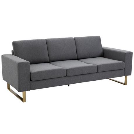 Northio Polstersofa 3-Sitzer Sofa Stoffsofa Sitzmöbel Fernsehsessel Kissen Armlehne Leinen dunkelgrau 200 x 82 x 78 cm  