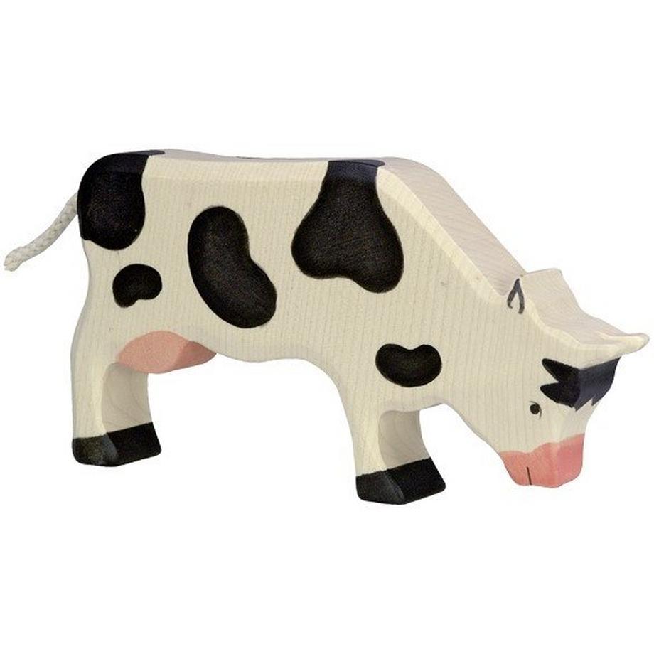 Holztiger  Kuh, grasend, schwarz 