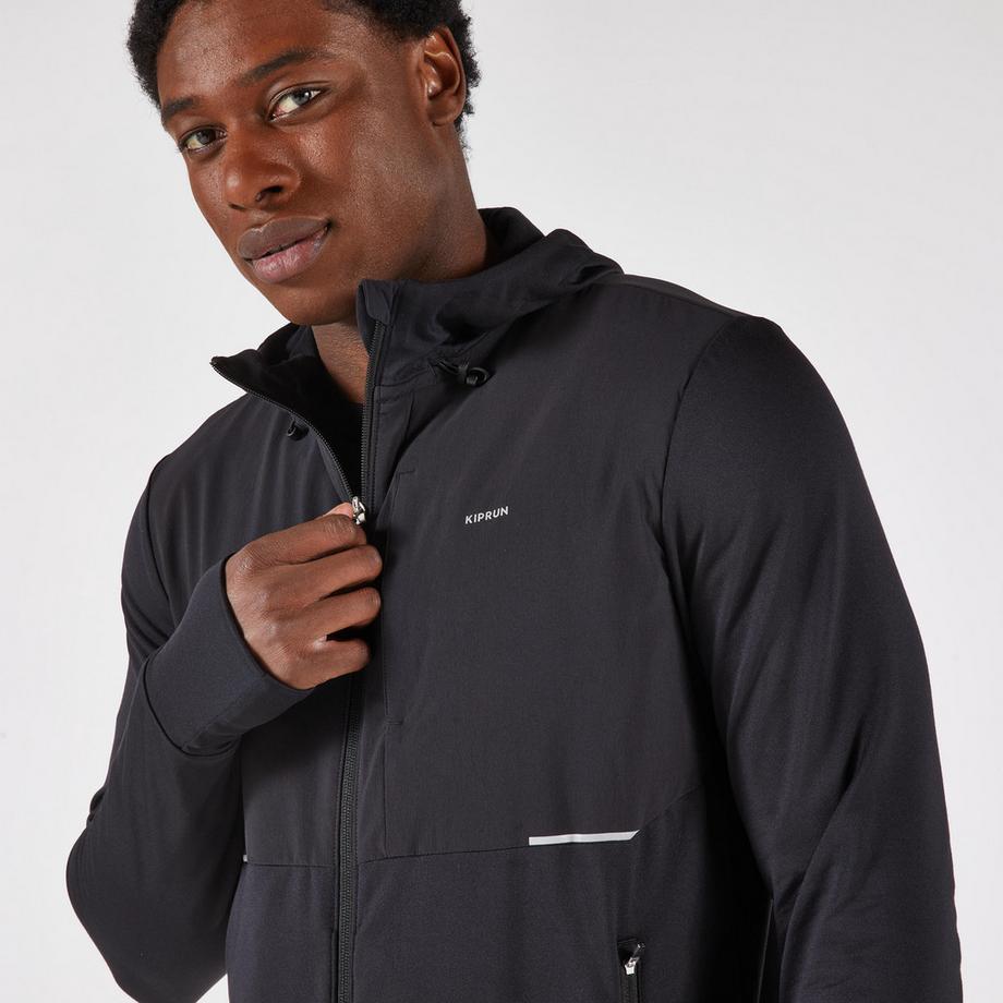 KIPRUN  Veste chaude de running Homme, KIPRUN Run 100 warm noire 