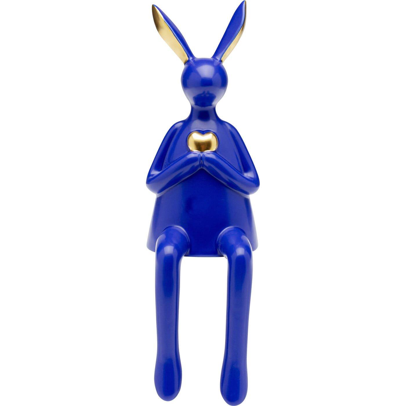 KARE Design Figurine déco Lapin Assis Coeur bleu 29  