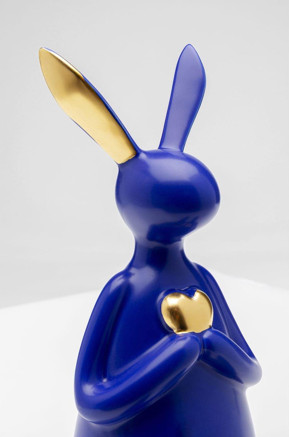 KARE Design Figurine déco Lapin Assis Coeur bleu 29  