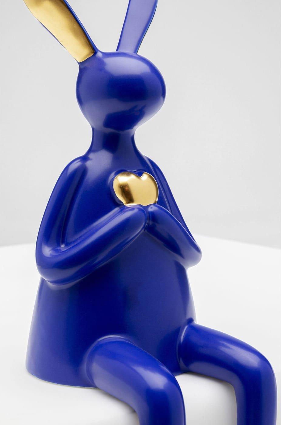 KARE Design Figurine déco Lapin Assis Coeur bleu 29  