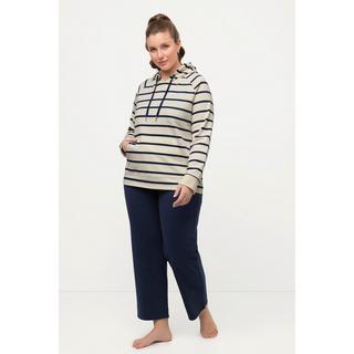 Ulla Popken  Loungewear-Hoodie, kuschelweich, Ringel, Langarm 