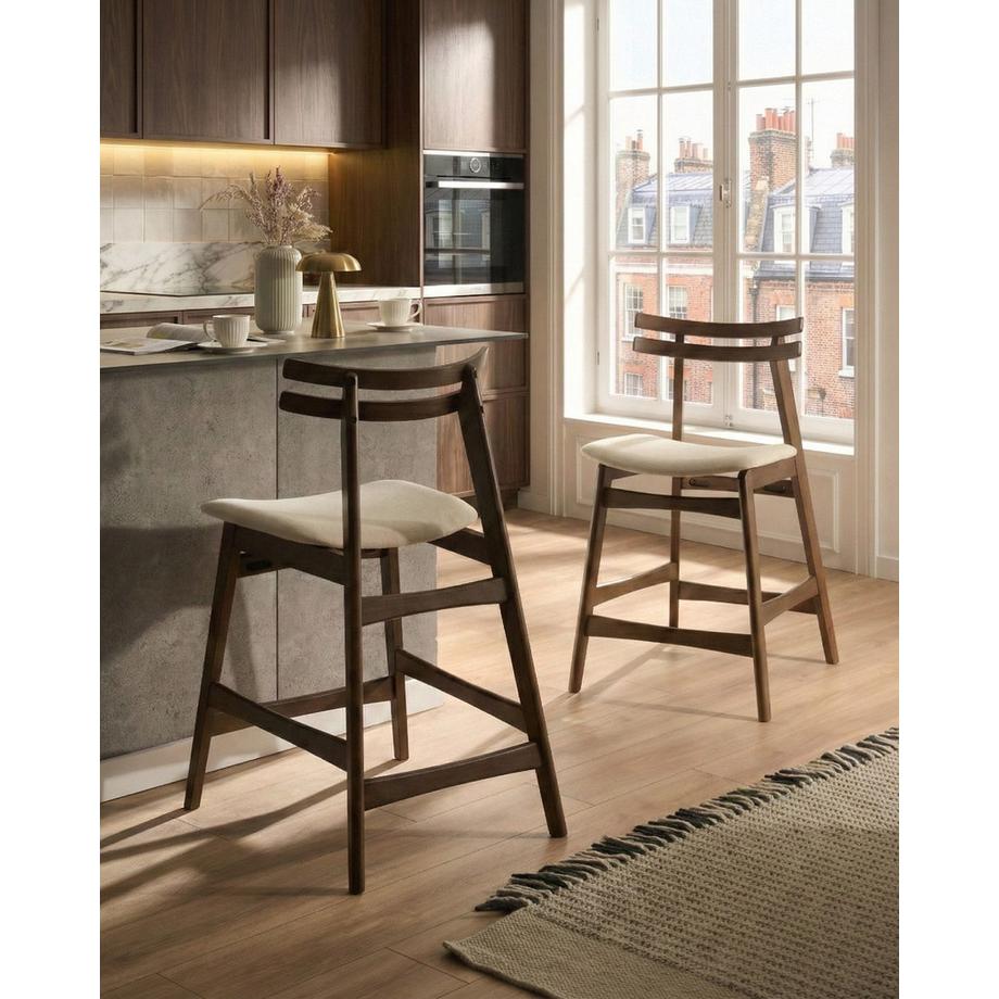 Beliani Lot de 2 chaises de bar en Bois d'hévéa  CYNTHIANA  
