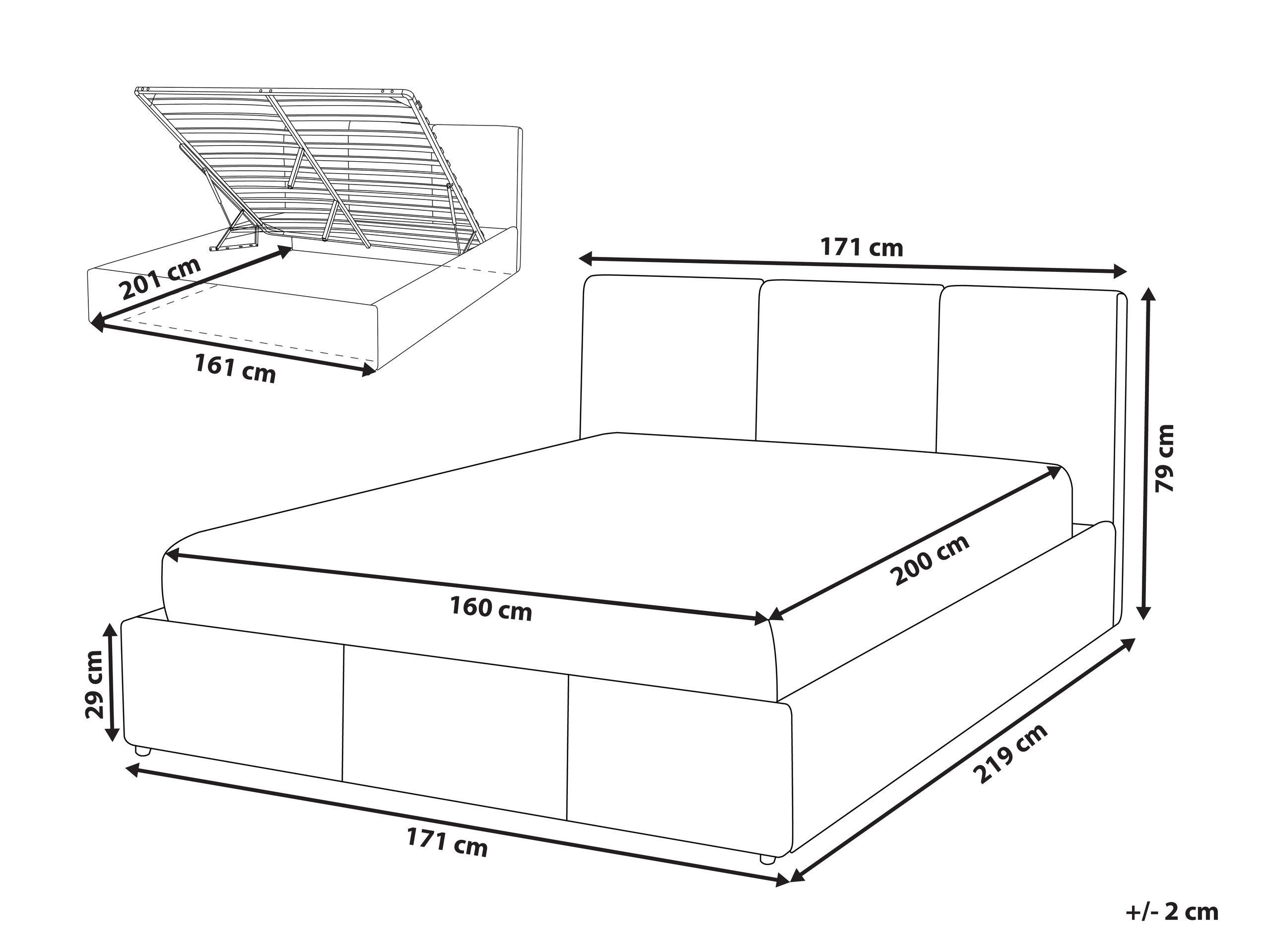 Beliani Bett mit Bettkasten aus Samtstoff BOUSSE  