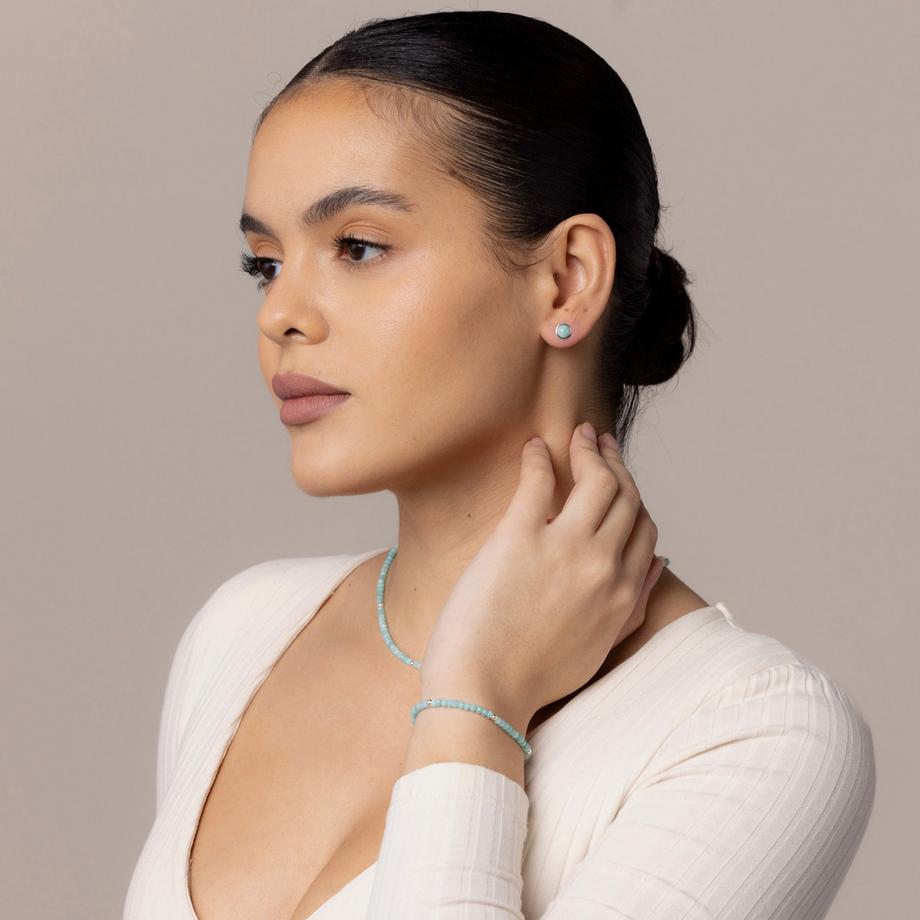 Balibay  Boucles d'oreilles pucess Panja avec pierres d'amazonite et argent 