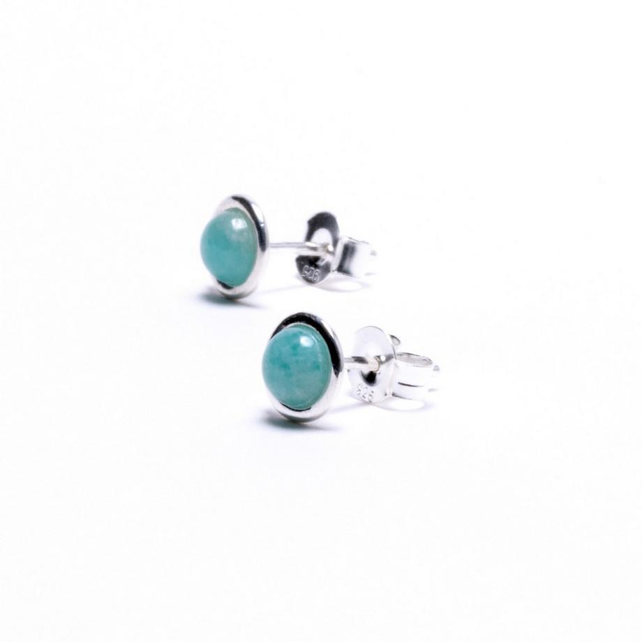 Balibay  Boucles d'oreilles pucess Panja avec pierres d'amazonite et argent 